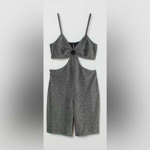 Divided Silver Cut-Out Jumpsuit